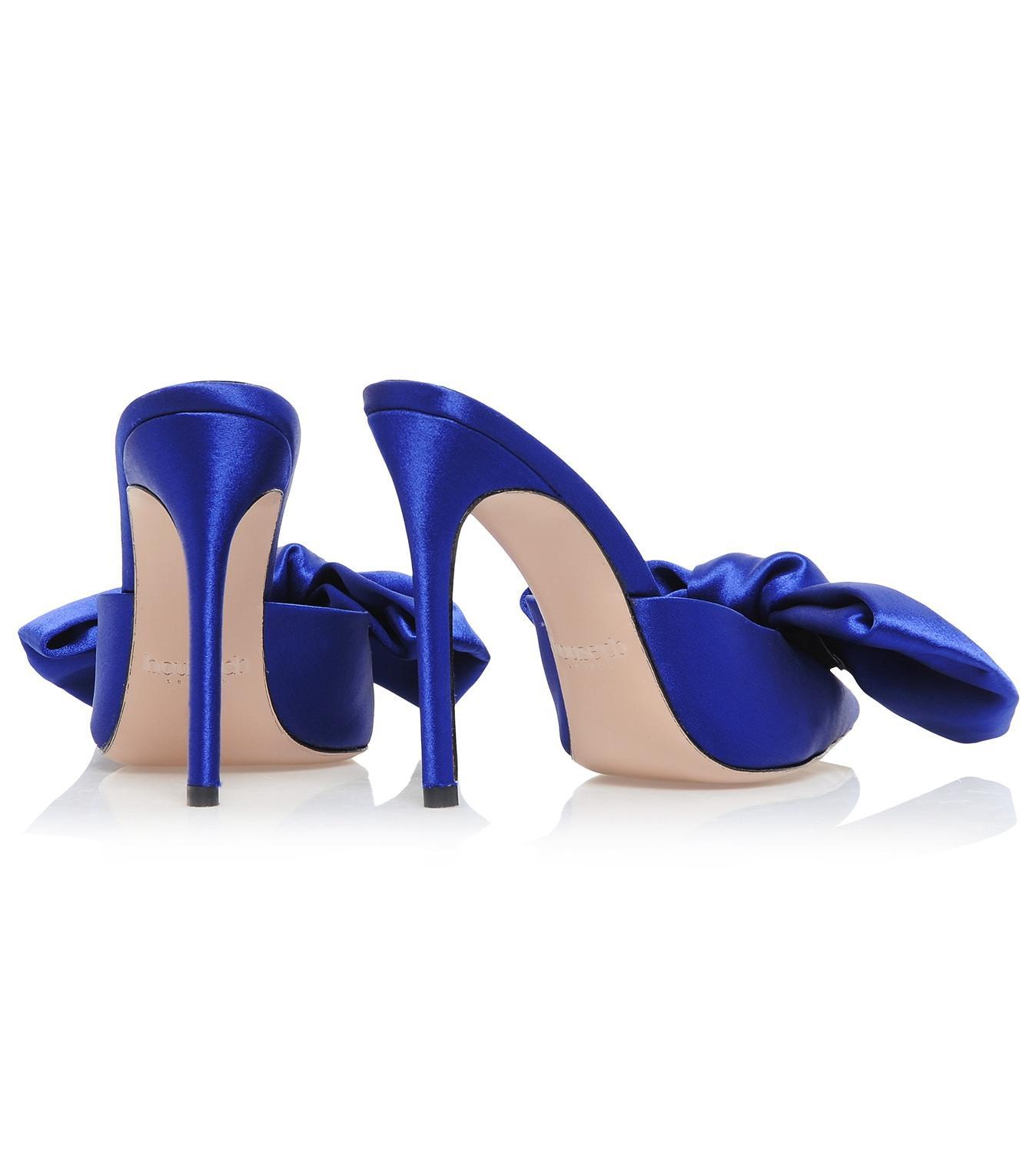 Beaubelle Cobalt Blue Oversized Bow Mules Product Image