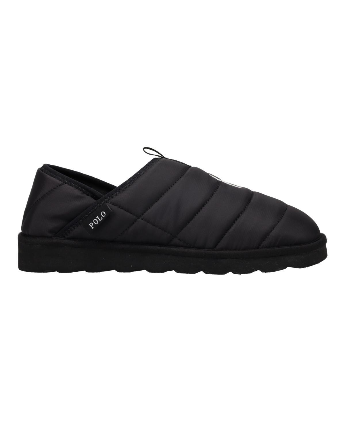 POLO RALPH LAUREN Men's Everett Collapsible Back Slippers In Black,paperwhite Product Image