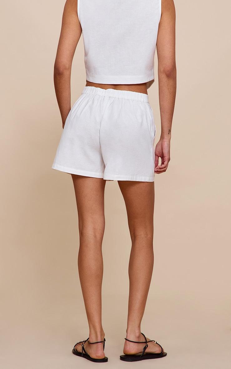 White Linen Look Oversized Detail Floaty Short Product Image