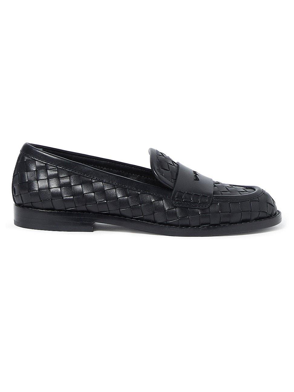 Loeffler Randall Rachel Woven Leather Loafers Espresso 12 Product Image