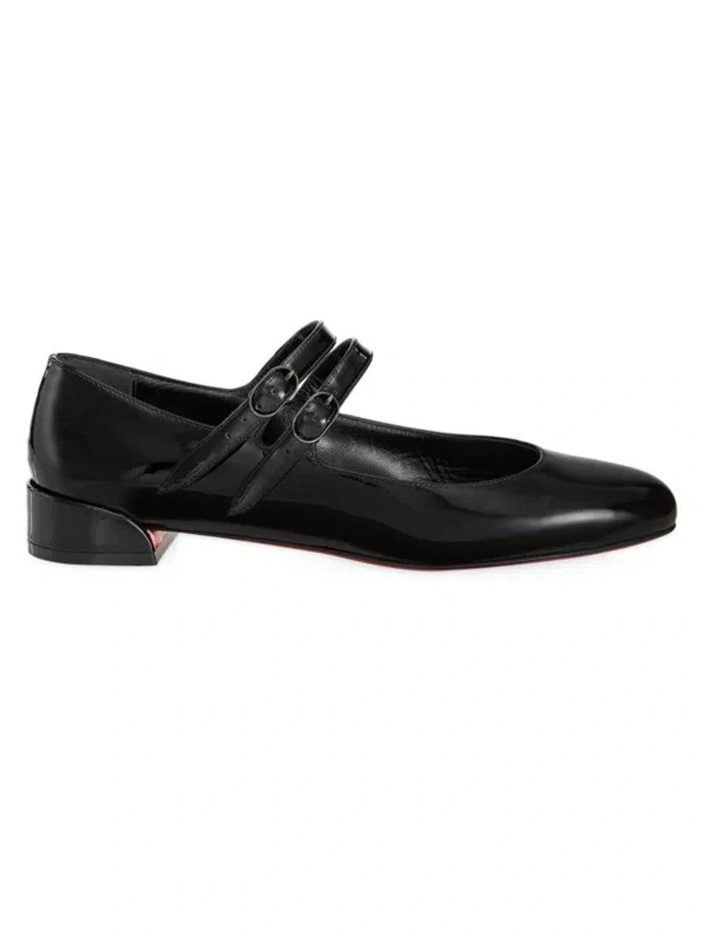 CHRISTIAN LOUBOUTIN Sweet Jane Patent-leather Flats In Black Product Image