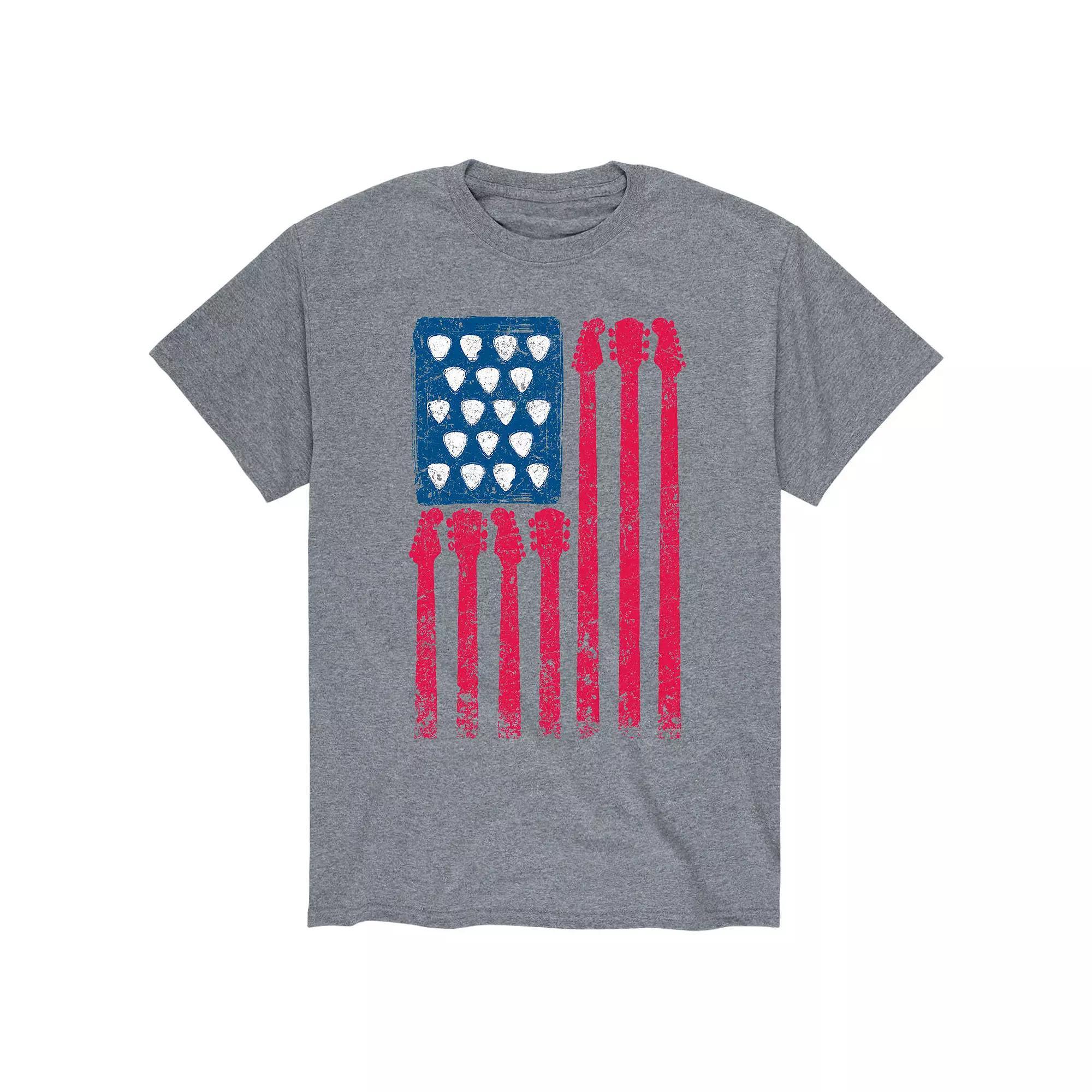 Men's Guitar American Flag Tee, Size: Medium, Gray Product Image