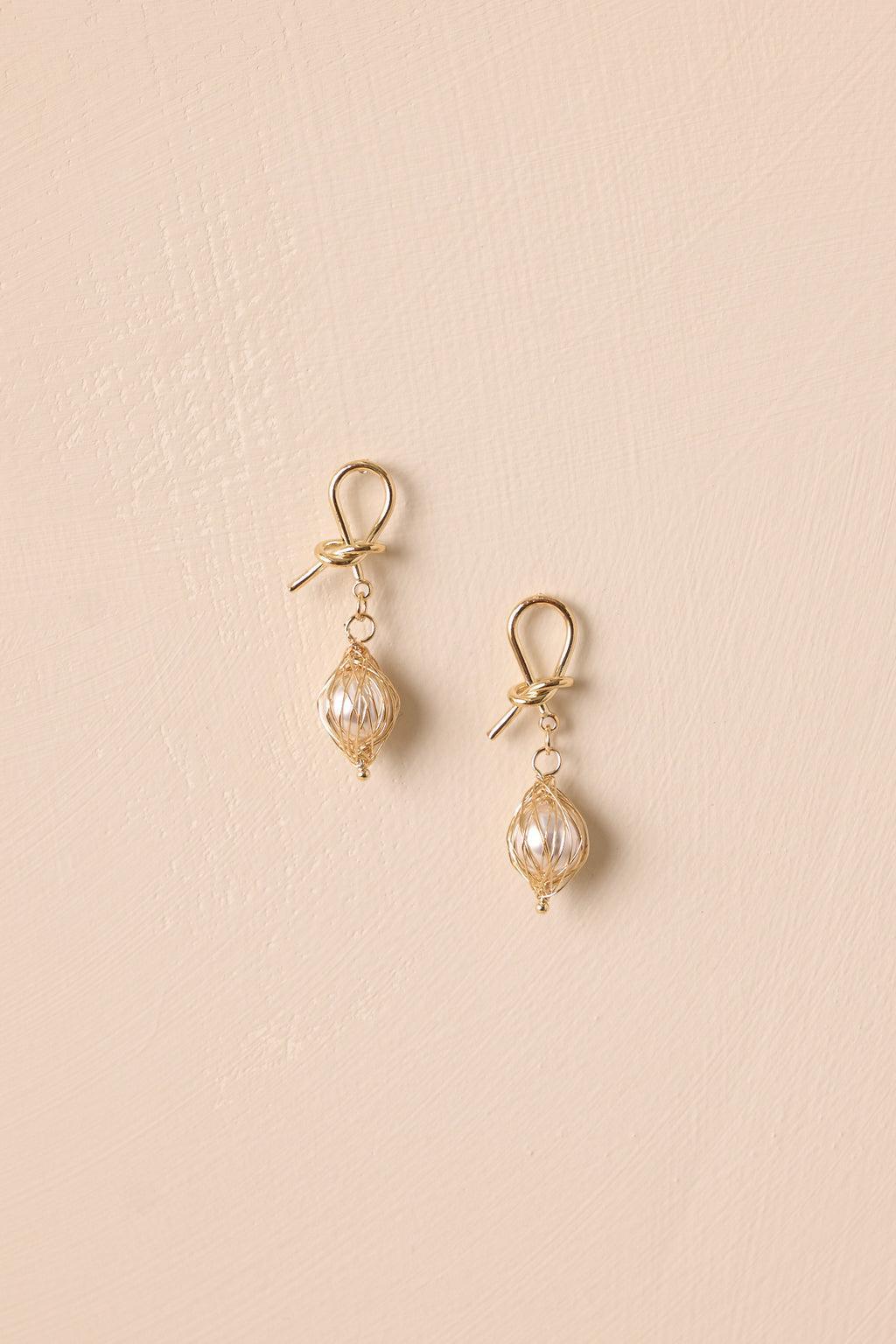 Fairy Garden Gold and Ivory Pearl Earrings Product Image