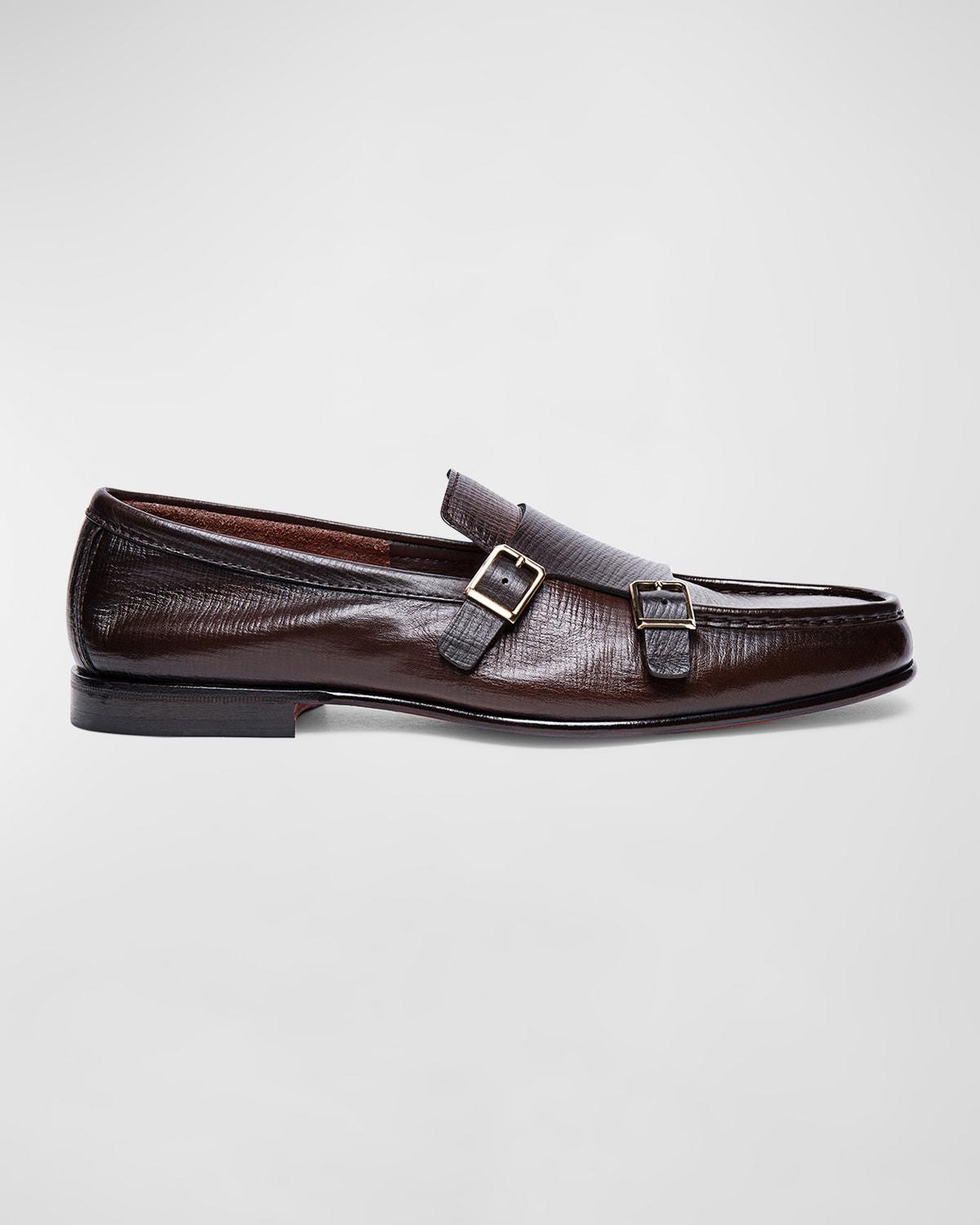 Mens Hiero Embossed-Leather Loafers Product Image