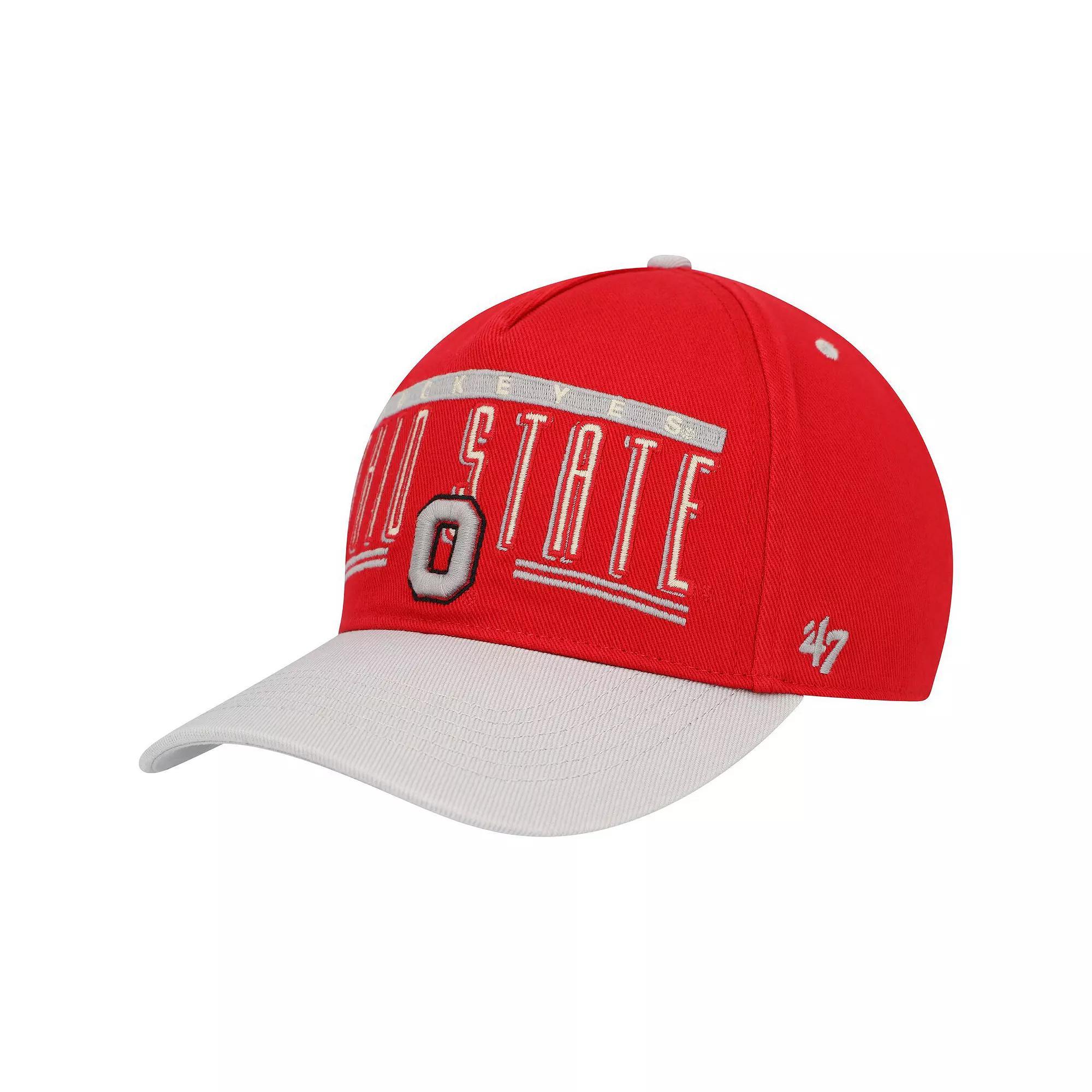 Men's '47 Scarlet Ohio State Buckeyes Double Header Hitch Adjustable Hat, Red Product Image