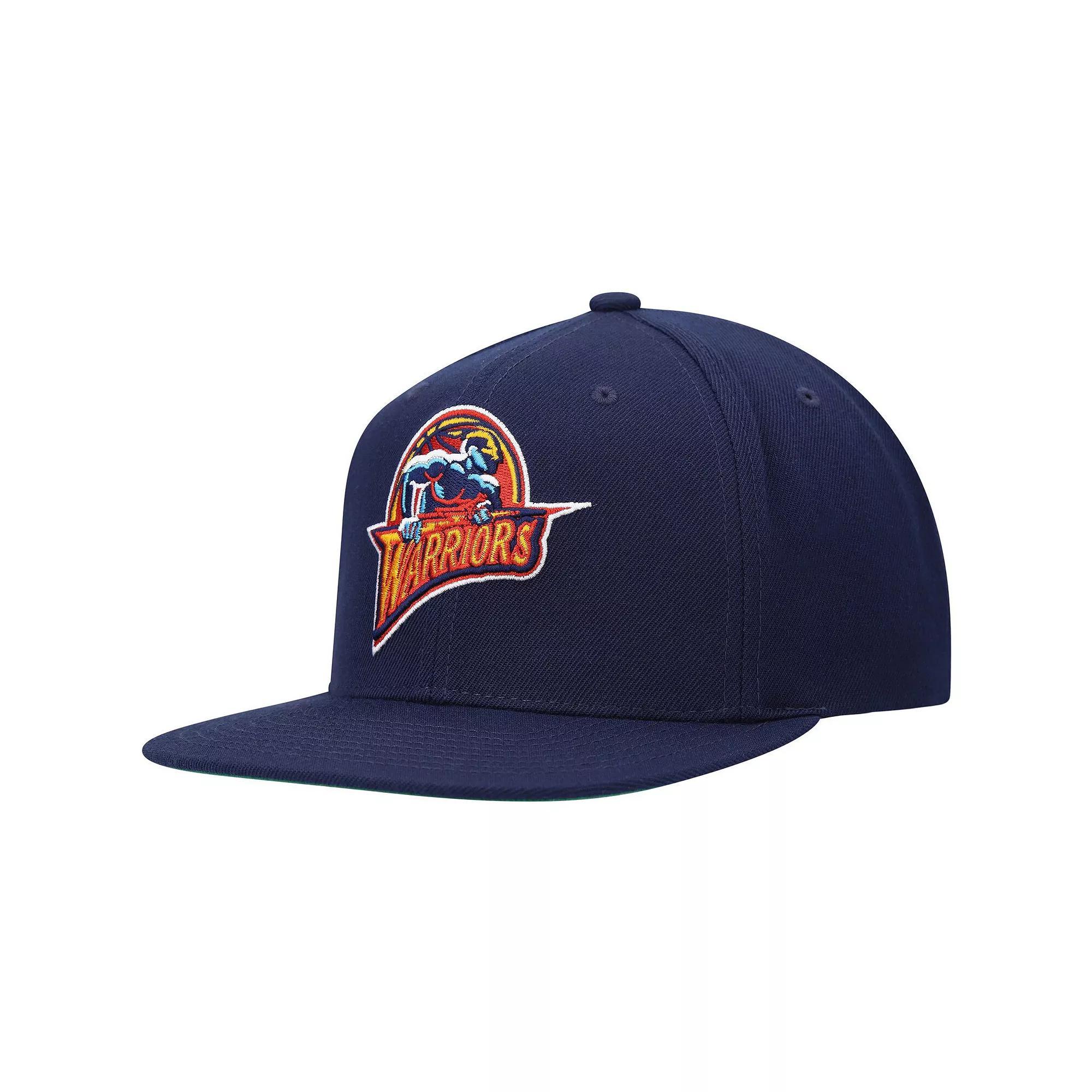 Men's Mitchell & Ness Navy Golden State Warriors Hardwood Classics Team Ground 2.0 Snapback Hat, Blue Product Image