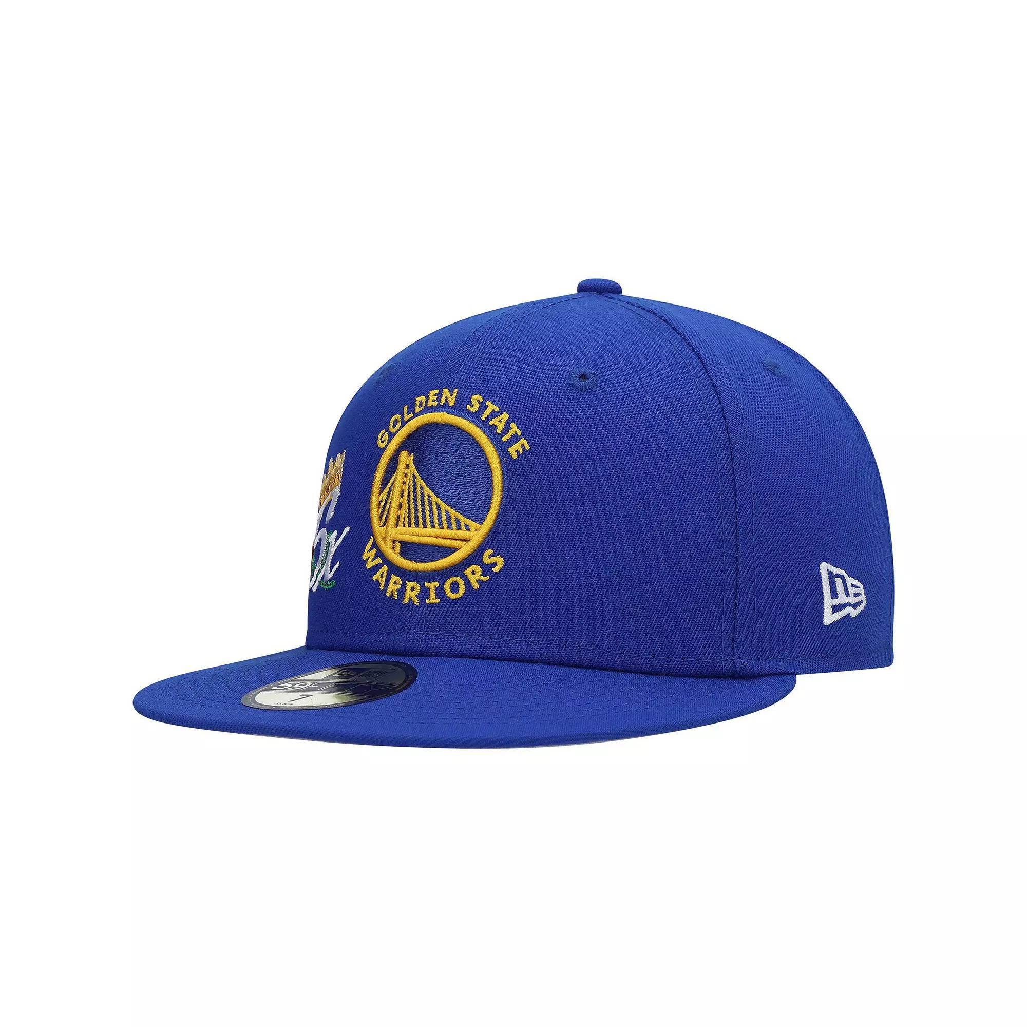 Men's New Era Royal Golden State Warriors 6x NBA Finals Champions Crown 59FIFTY Fitted Hat, Size: 7 1/4, Blue Product Image