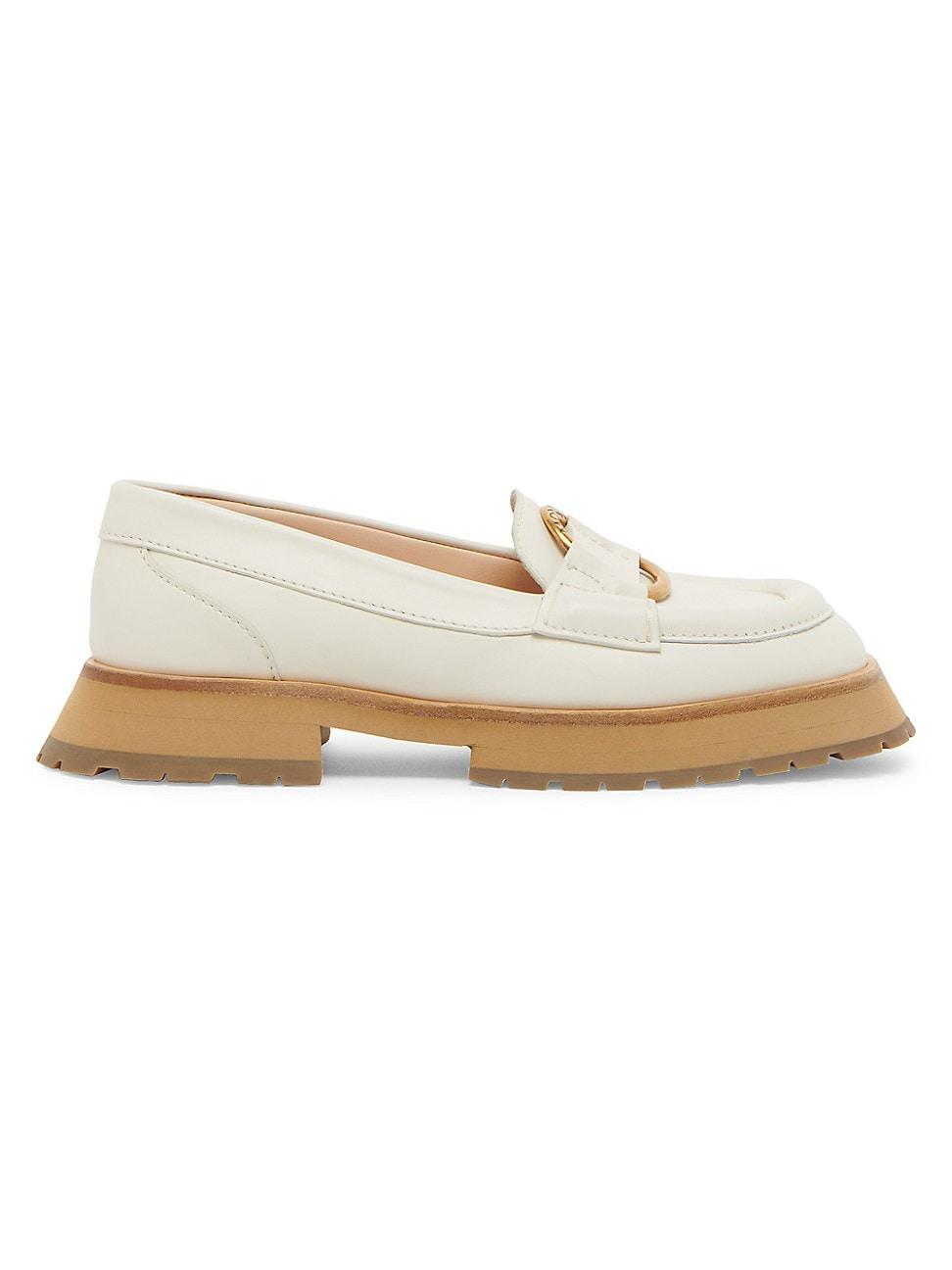 Bell Calfskin Logo Slip-On Loafers Product Image