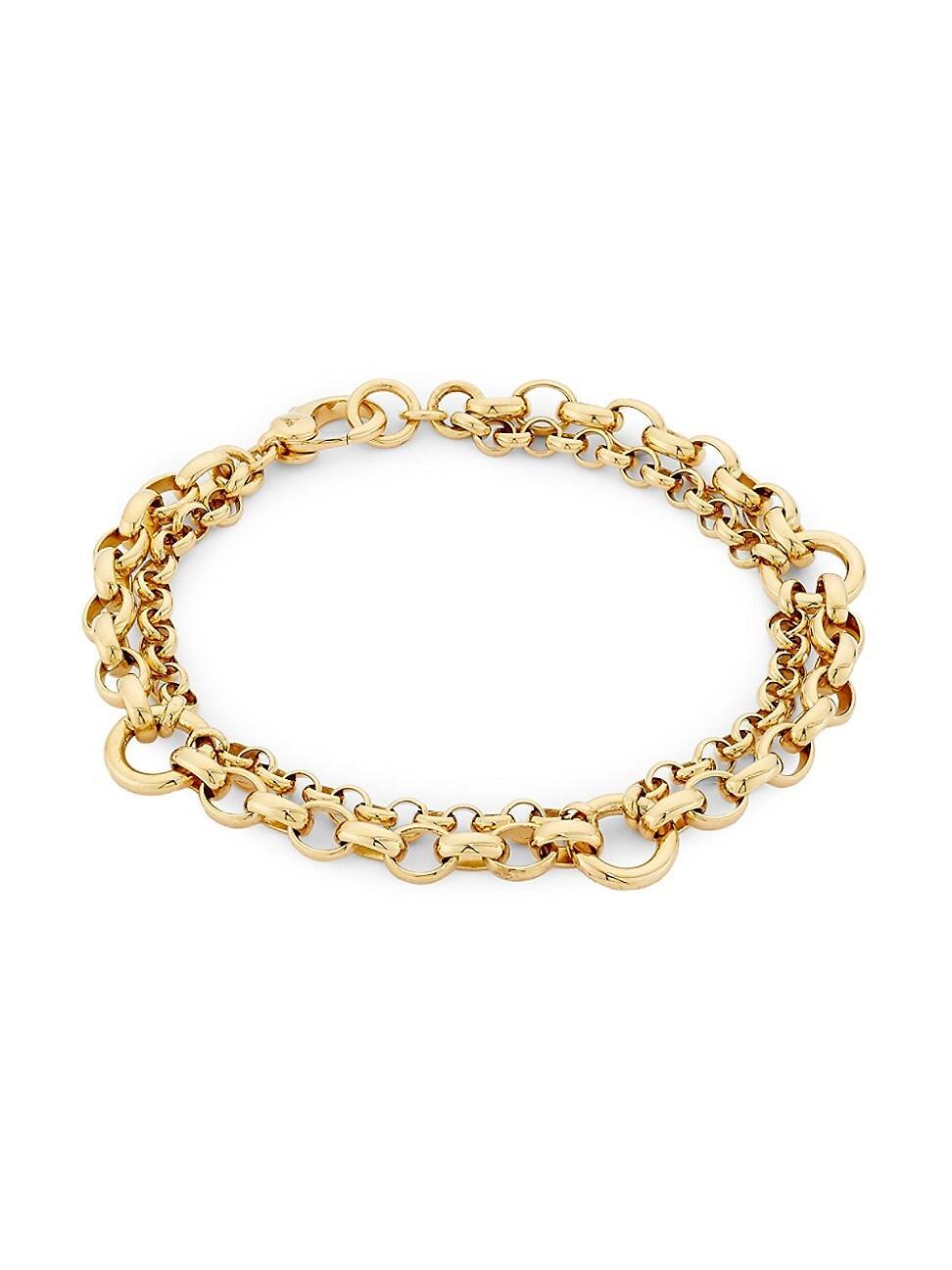 Womens 18K Yellow Gold Mixed Belcher Chain Bracelet Product Image