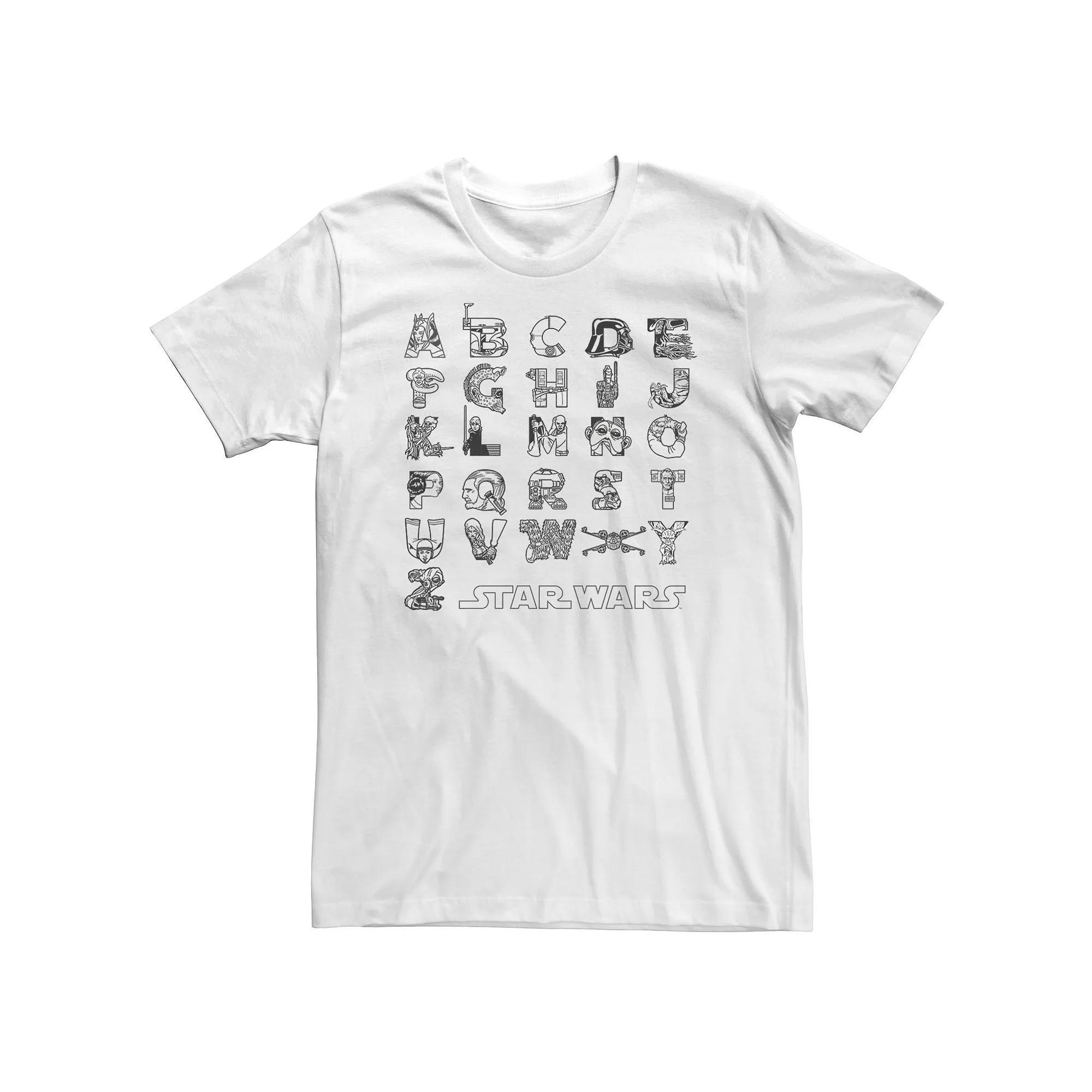 Big & Tall Star Wars In An Alphabet Far, Far Away Characters Tee, Men's, Size: 4XL, White Product Image
