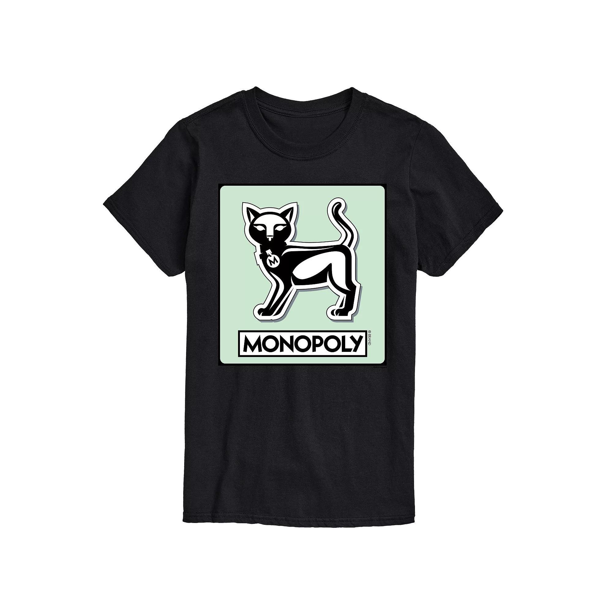 Men's Monopoly Cat Game Token Graphic Tee, Size: XL, Grey Product Image