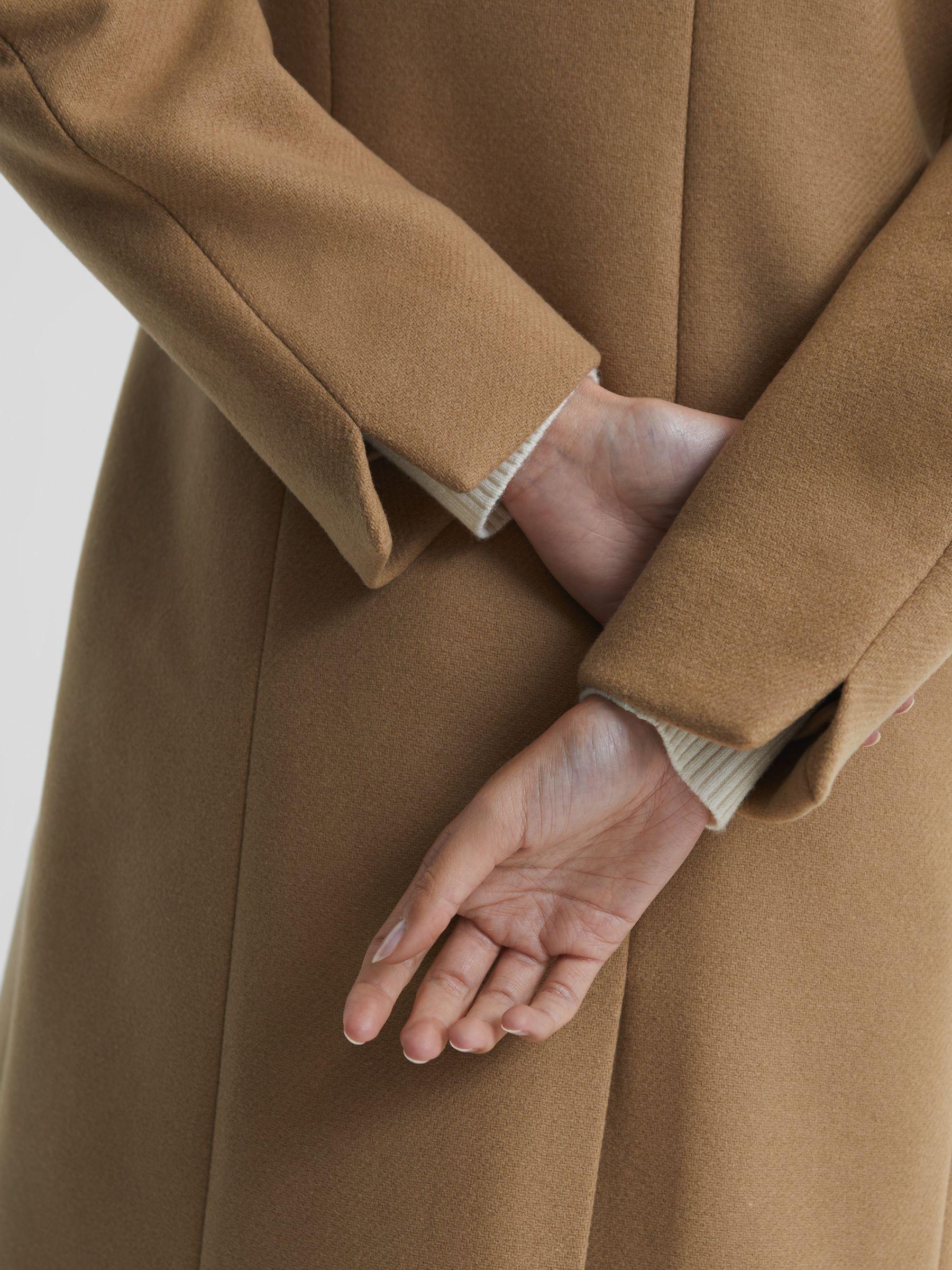 Wool Blend Mid Length Coat in Camel Product Image