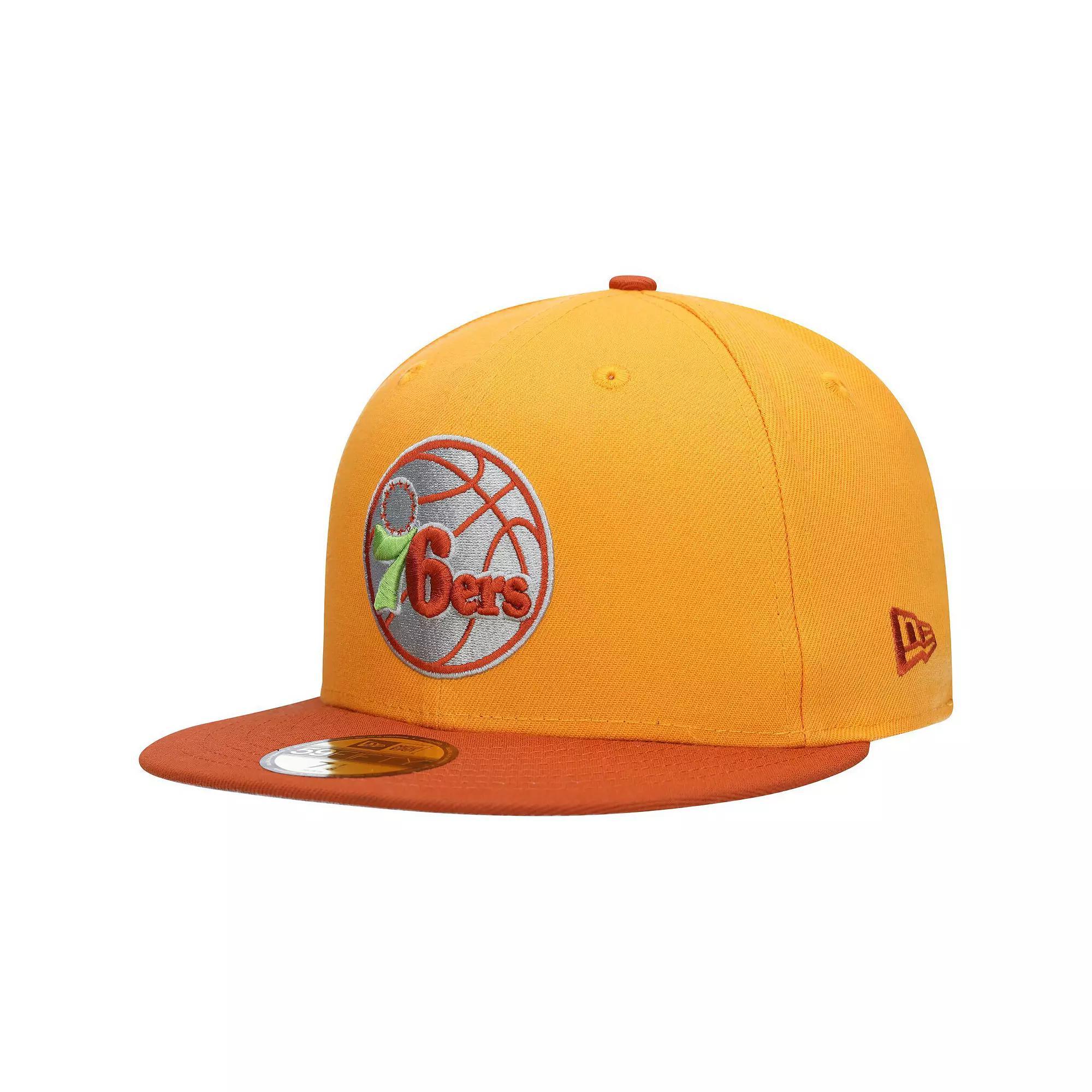 Men's New Era Gold/Rust Philadelphia 76ers 59FIFTY Fitted Hat,  Product Image
