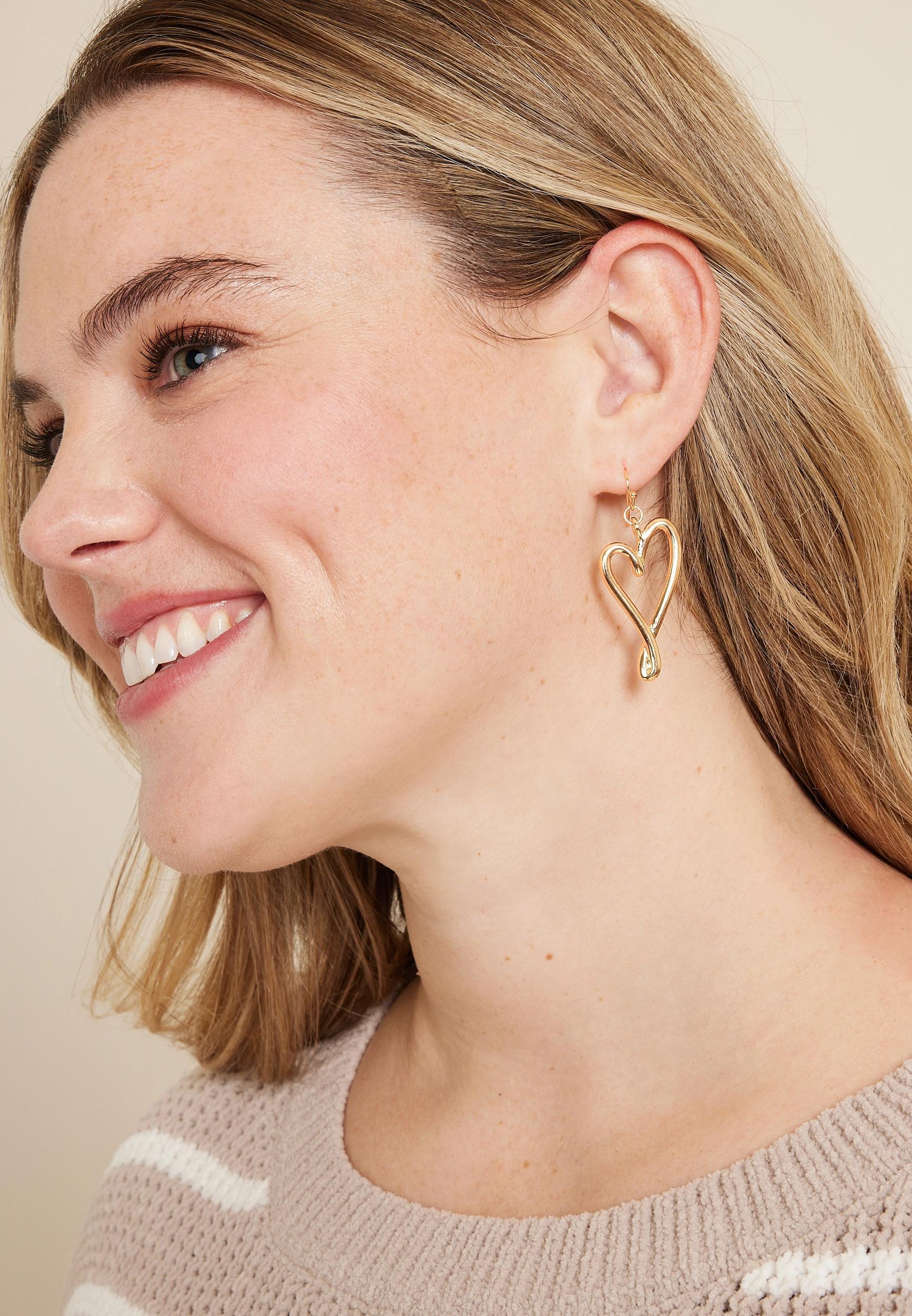 Gold Asymmetrical Heart Earrings Product Image