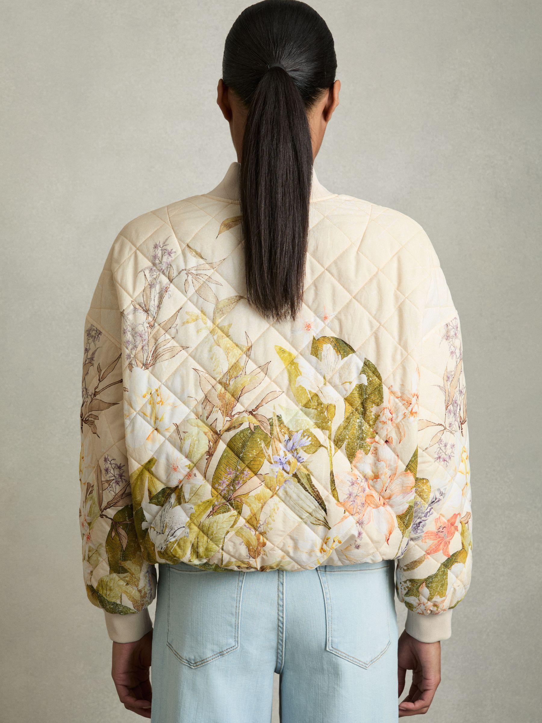 Quilted Printed Bomber Jacket in Pink Print Product Image