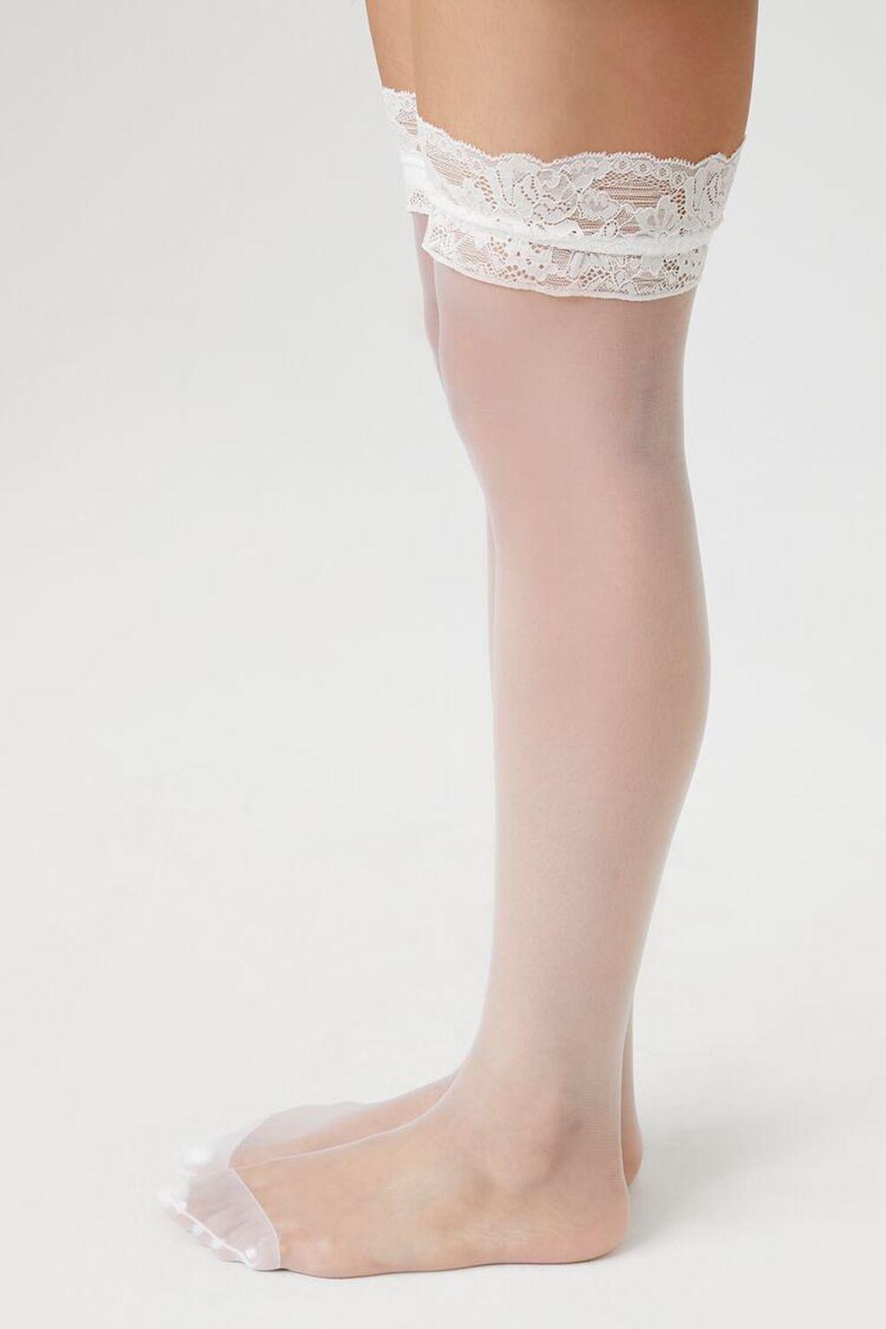 Lace-Trim Mesh Knee-High Socks | Forever 21 Product Image