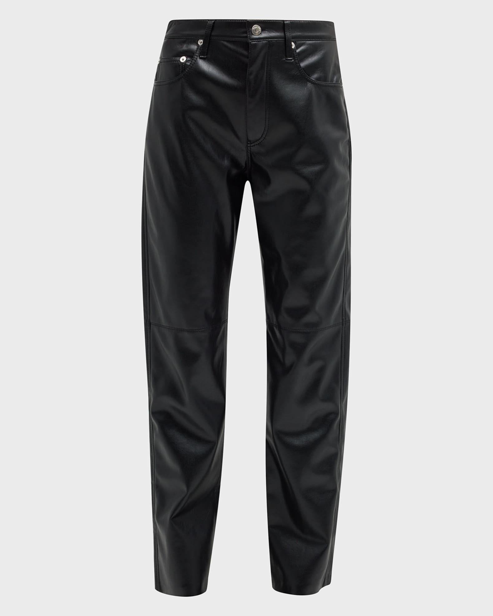 Vinni Mid-Rise Straight Leather Ankle Pants Product Image