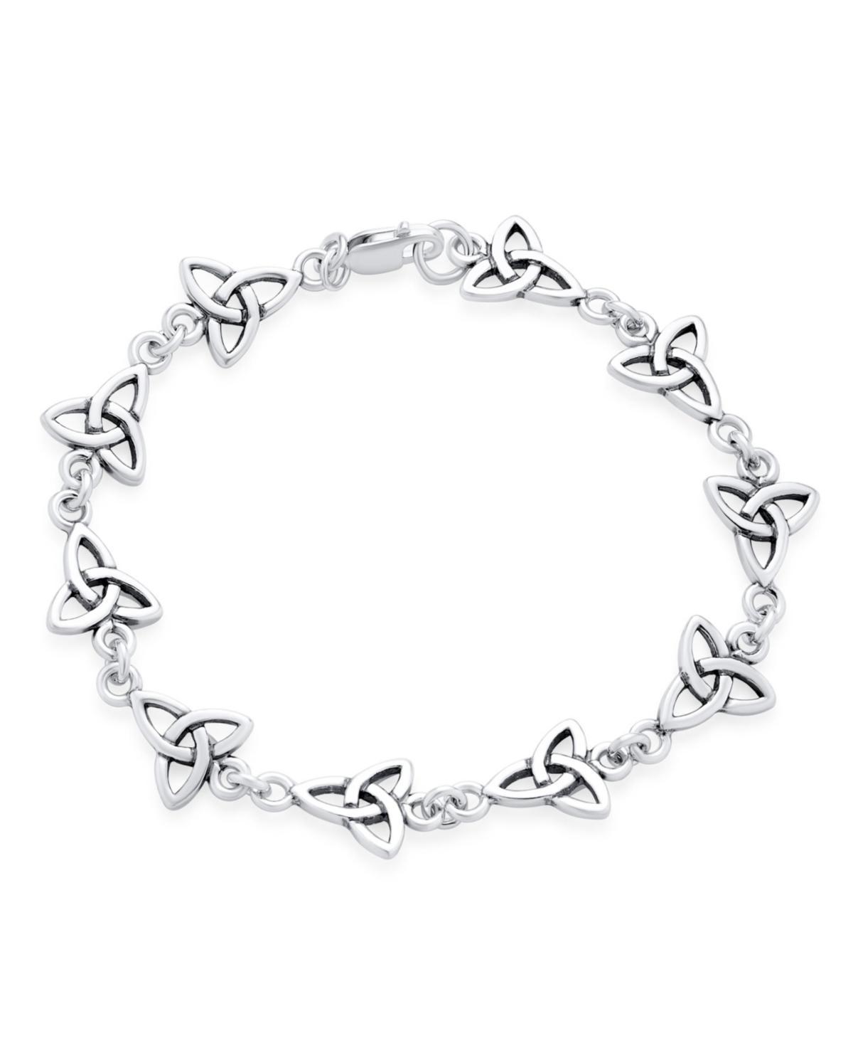 Bling Jewelry Religious Inspirational Christian Faith Irish Love Knot Celtic Triquetra Trinity Bracelet For Women Sterling Silver Oxidized Product Image