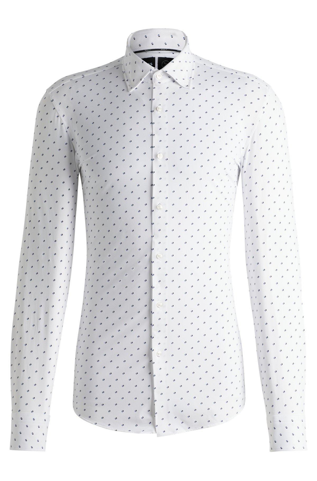 Slim-fit shirt in printed performance-stretch material Product Image