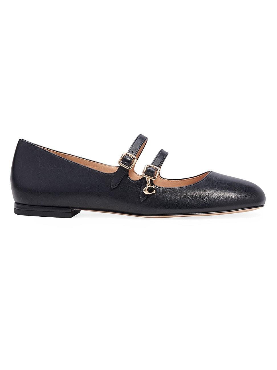 COACH Whitley Leather Double Strap Mary Jane Flats Product Image