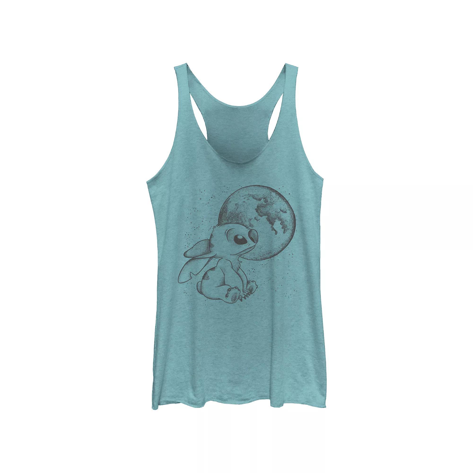 Disney's Lilo & Stitch Looking At The Moon Juniors' Tri-Blend Racerback Tank Top, Girl's,  Product Image