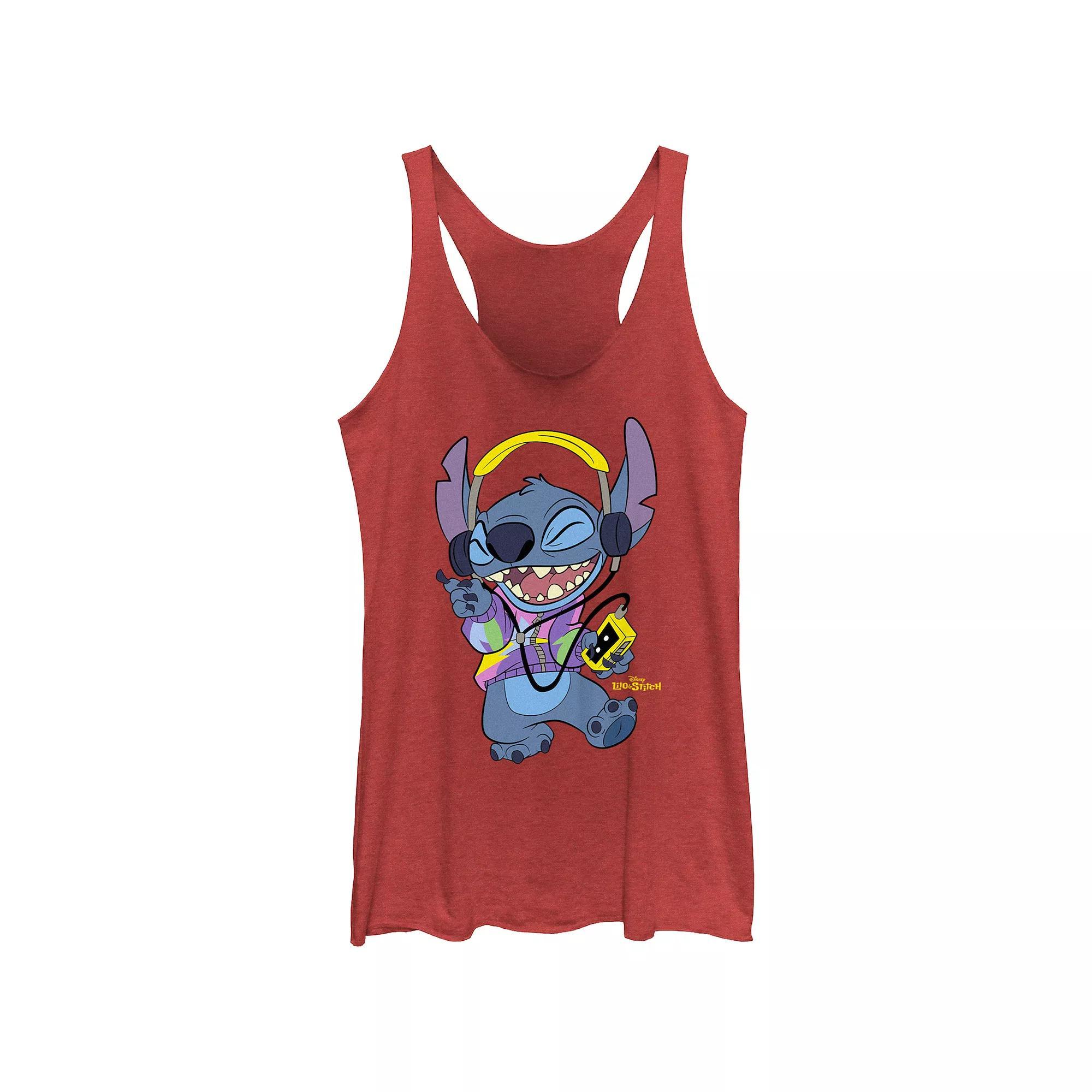Disney's Lilo & Stitch Women's Cool Rockin' Stitch Tri-Blend Racerback Tank Top, Girl's,  Product Image