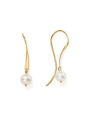 Pearl (6 mm) Drop Threader Earrings Set in 14k Gold Product Image