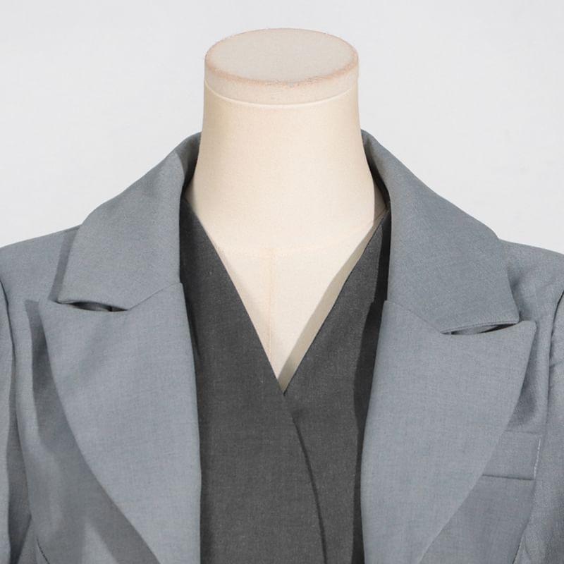 Notch Lapel Mock Two Piece Panel Single Breasted Blazer Product Image