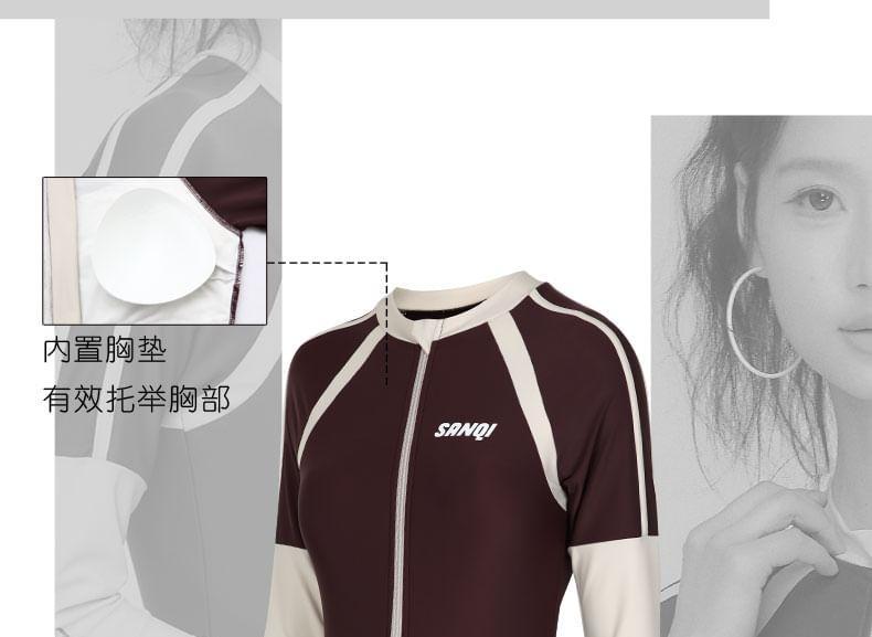 Long-Sleeve Two Tone Rashguard Dress Product Image