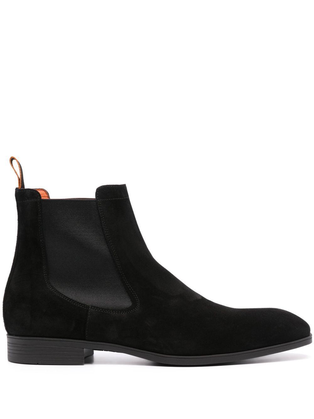 SANTONI Suede Chelsea Boots In Black Product Image