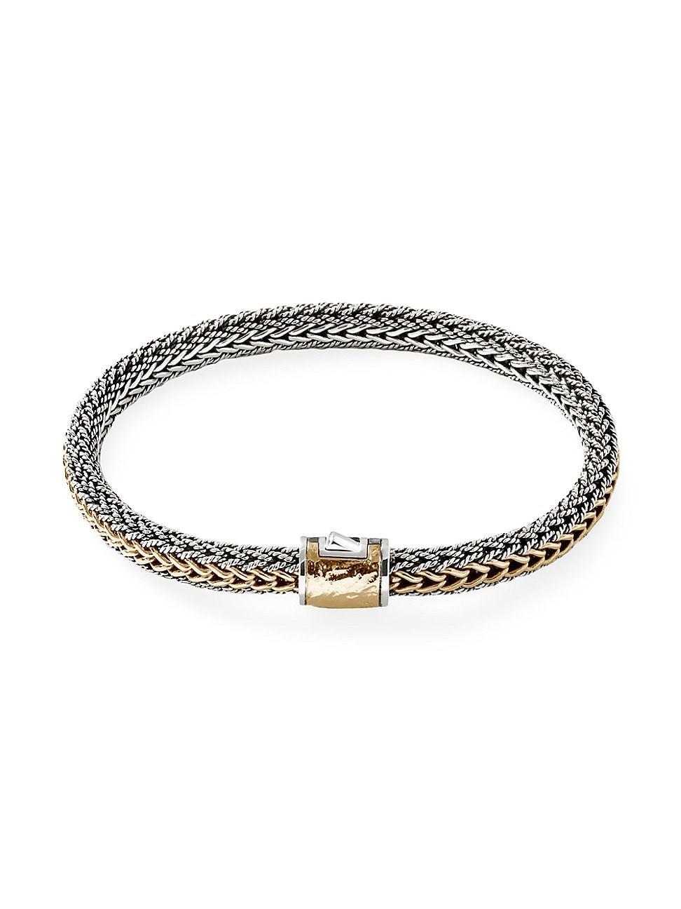 Womens Classic Chain Sterling Silver & 18K Yellow Gold Reversible Bracelet Product Image