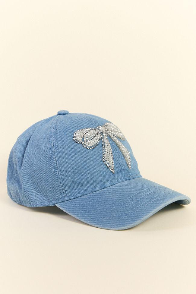 Denim Pearl Bow Hat SALE Girls Product Image