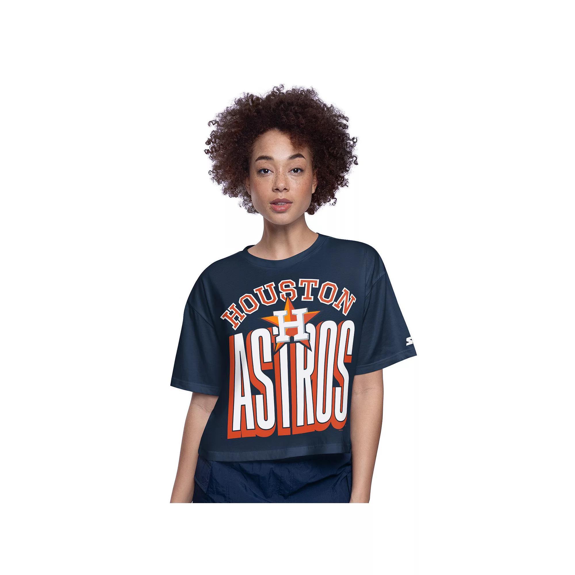 Women's Starter Navy Houston Astros Play the Ball Boxy Cropped T-Shirt, Size: XXL, Blue Product Image