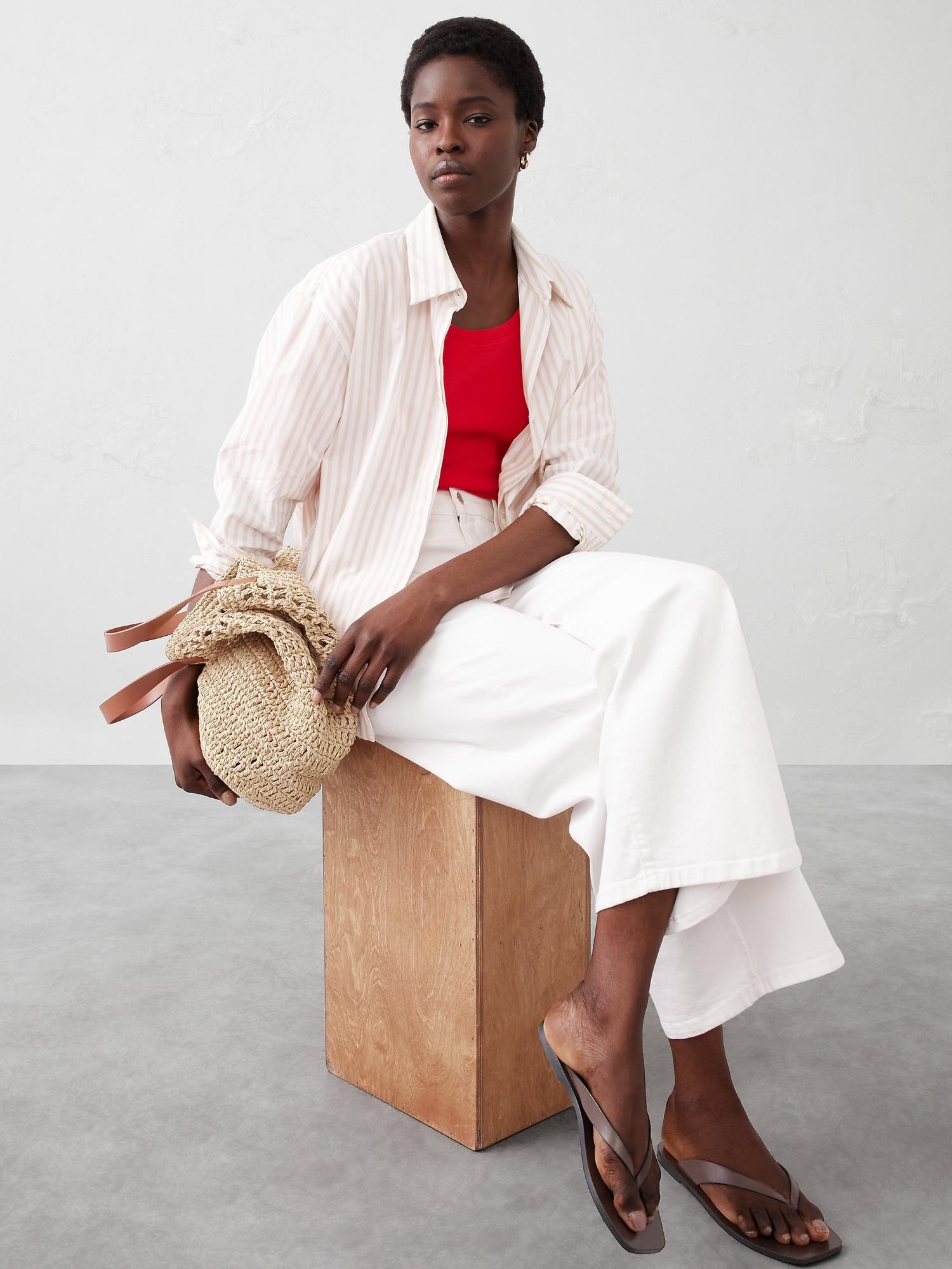 Ribbed Elbow-Sleeve T-Shirt Product Image