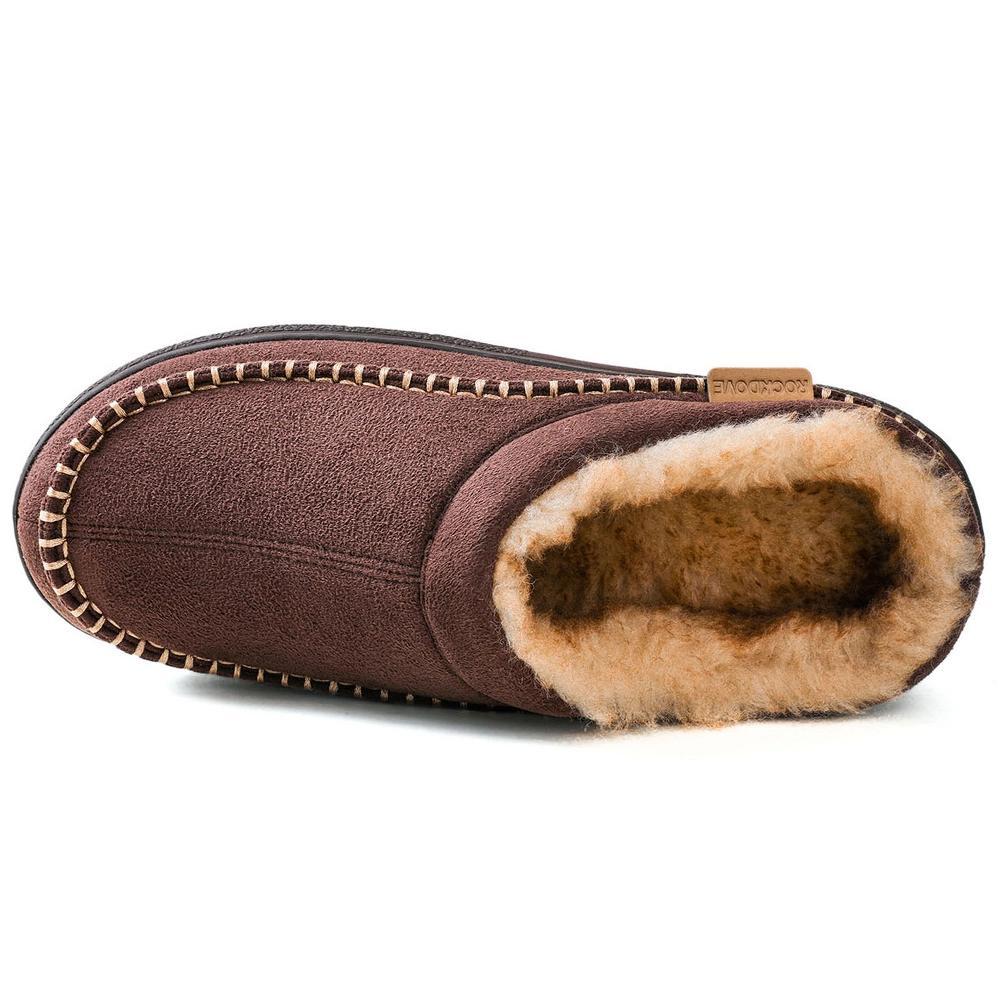 RockDove Men's Aiden Faux Fur Lined Microsuede Slide Slipper Product Image