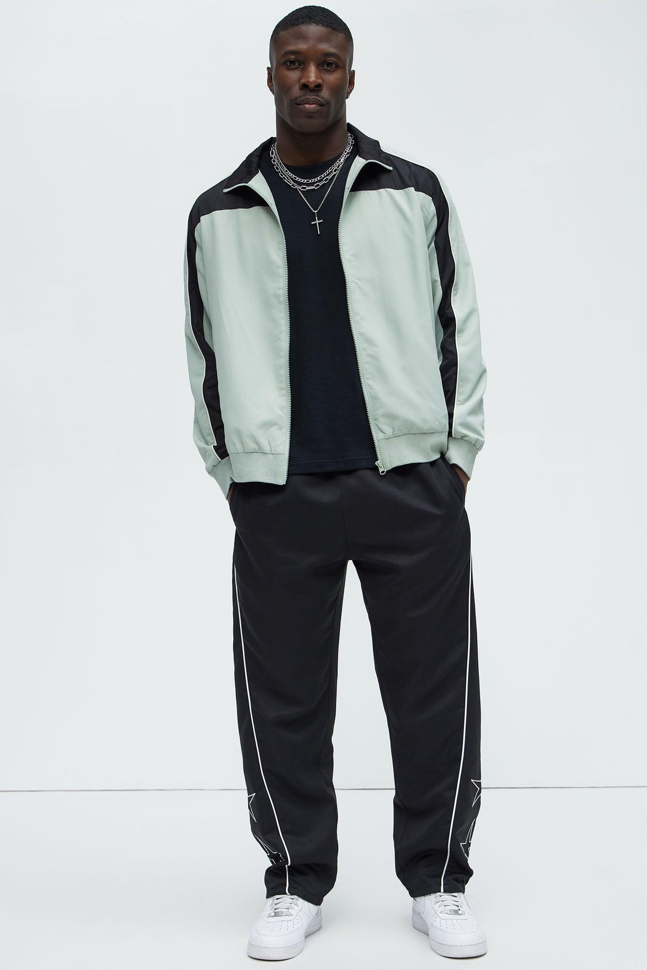 Lightweight Paneled Track Jacket - Sage/combo Product Image
