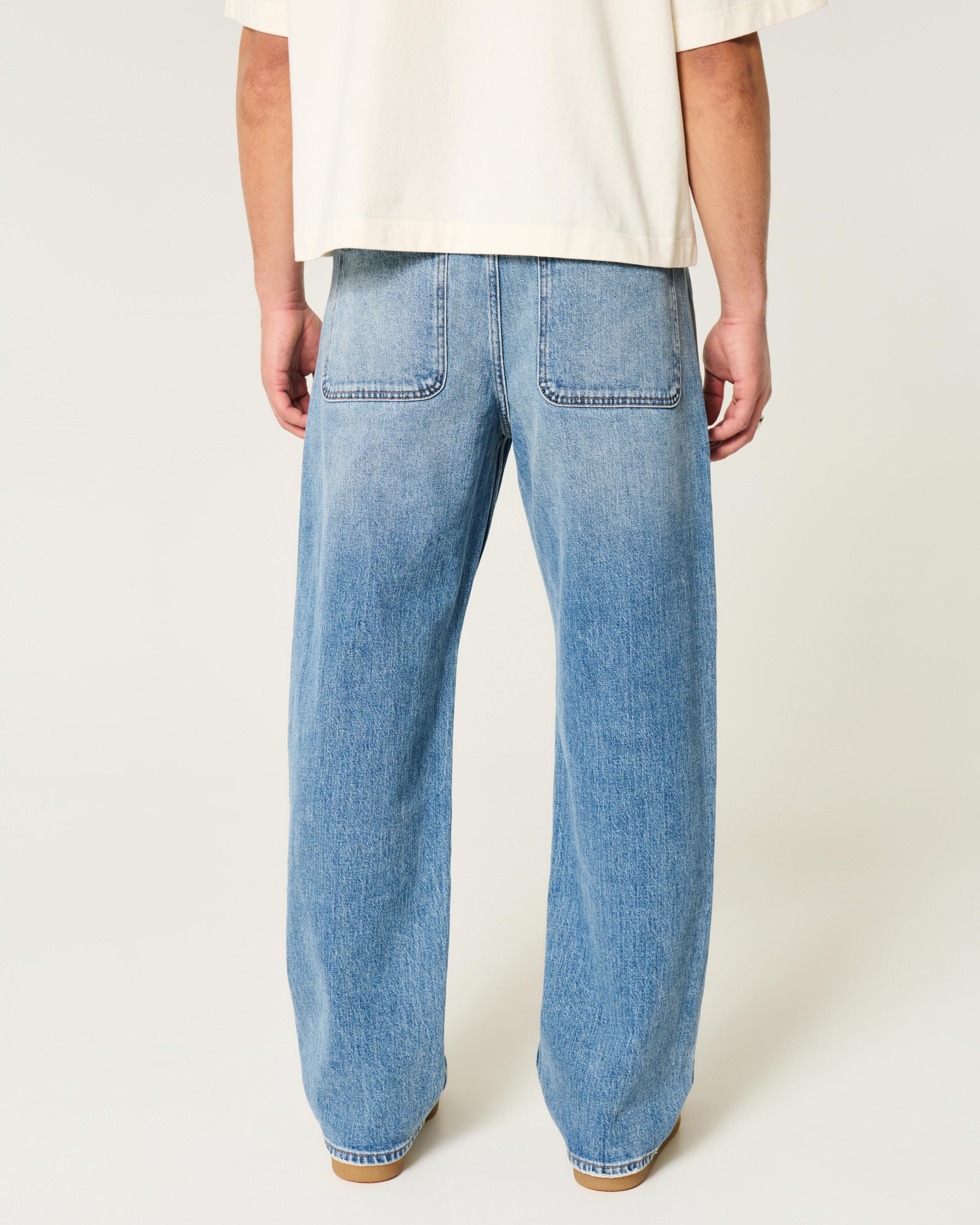 Distressed Medium Wash Baggy Jeans Product Image