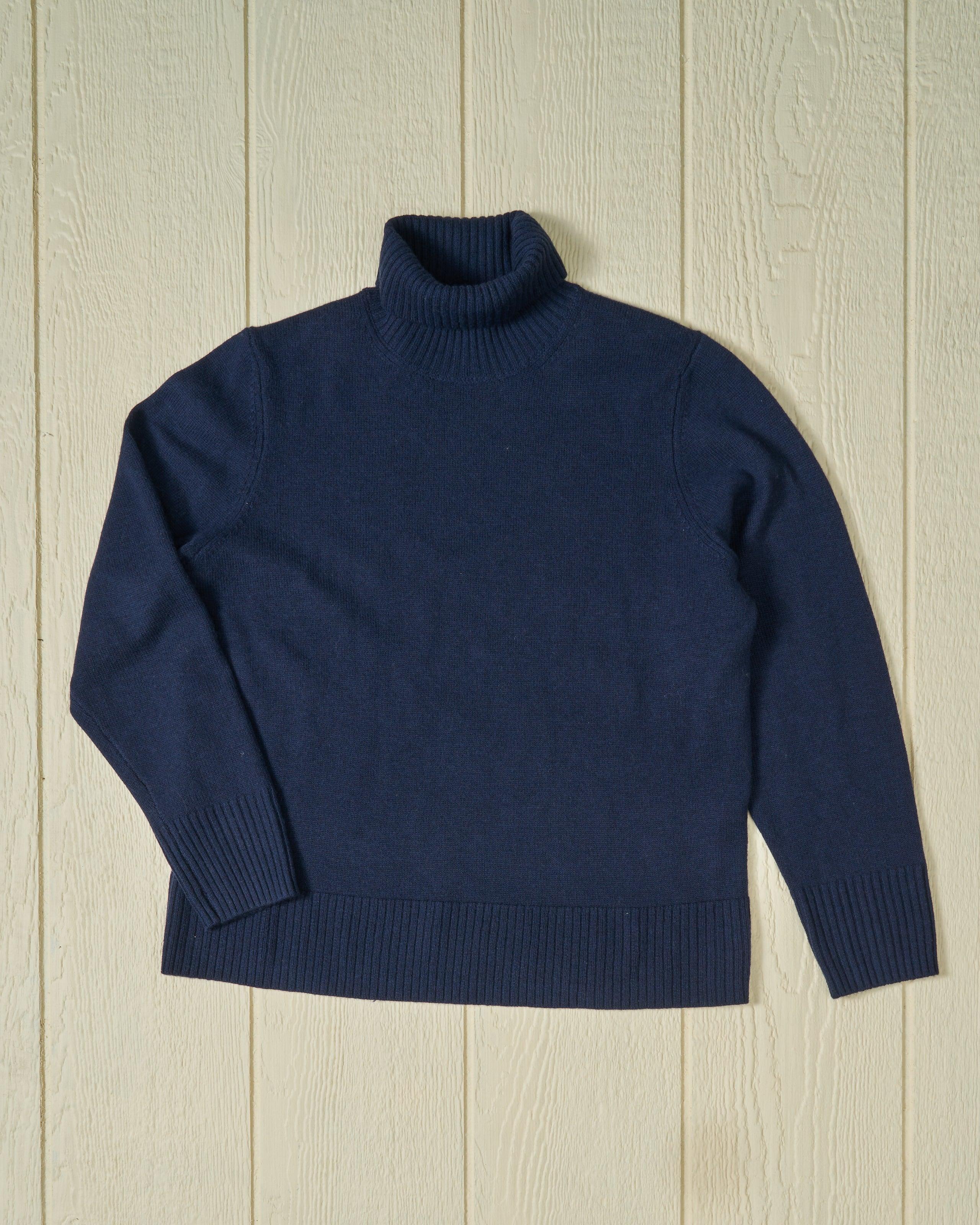 Merino Wool Submariner Turtleneck in Navy Product Image