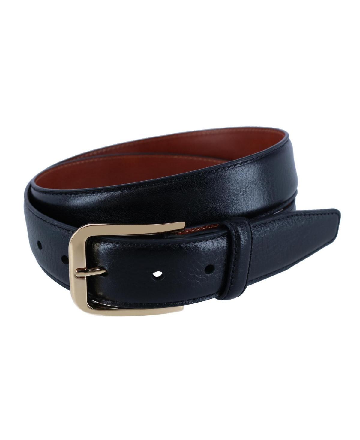 Trafalgar Mens 35MM Pebble Grain Leather Belt with Gold Buckle Product Image