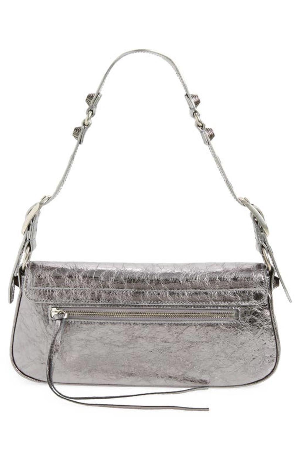 BALENCIAGA Xs Le Cagole Leather Shoulder Bag In Silver Product Image