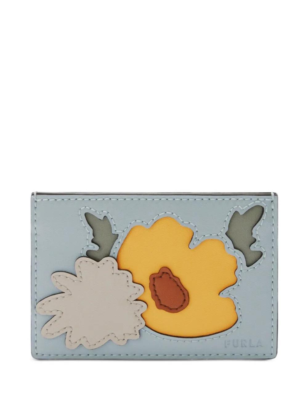 FURLA Floral-appliqué Cardholder In Blue Product Image