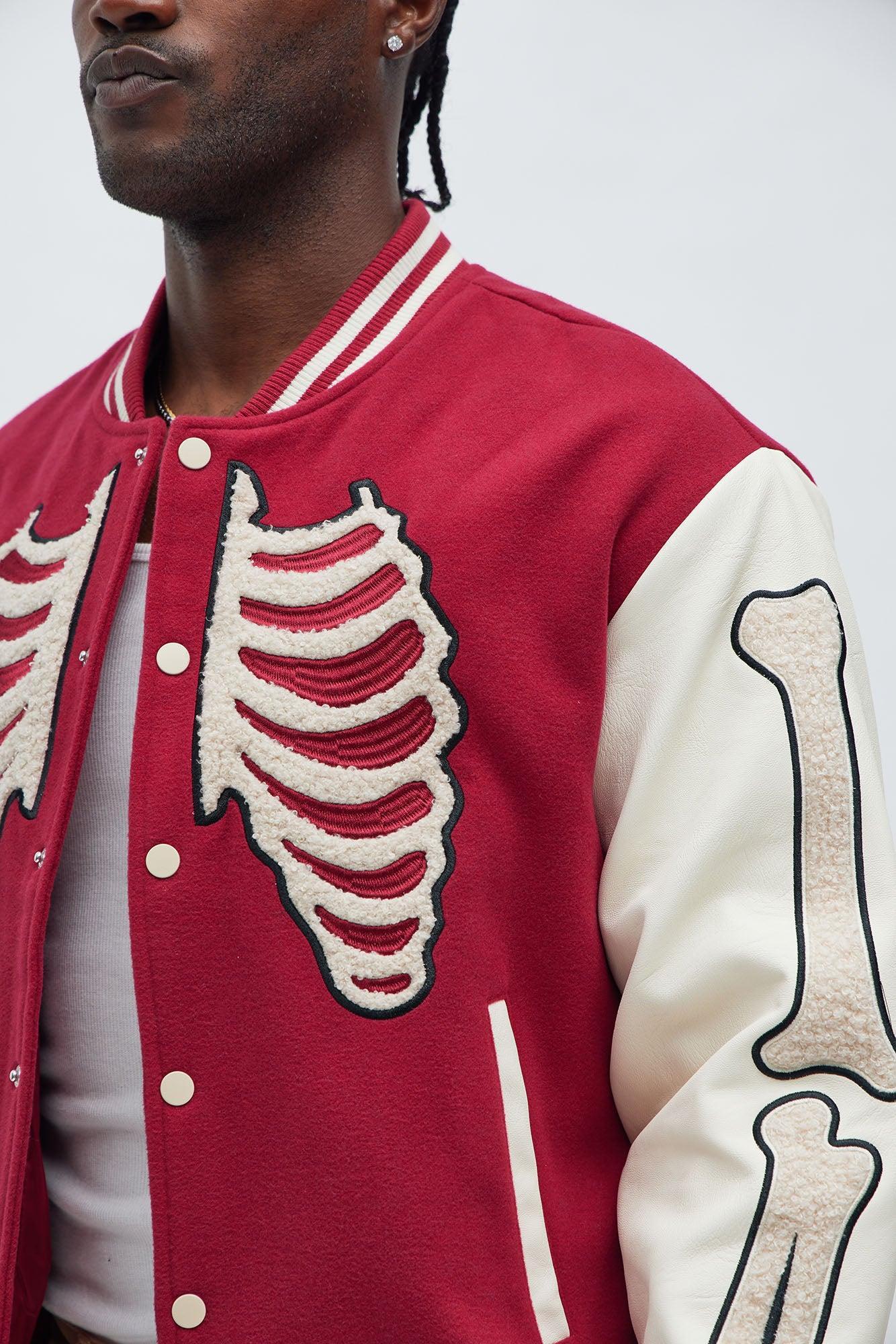 Skeleton Varsity Jacket - Red/White Product Image
