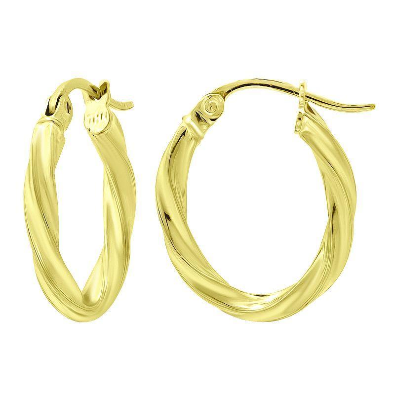 Aleure Precioso Sterling Silver Oval Twist Hoop Earrings, Womens Gold Tone Product Image