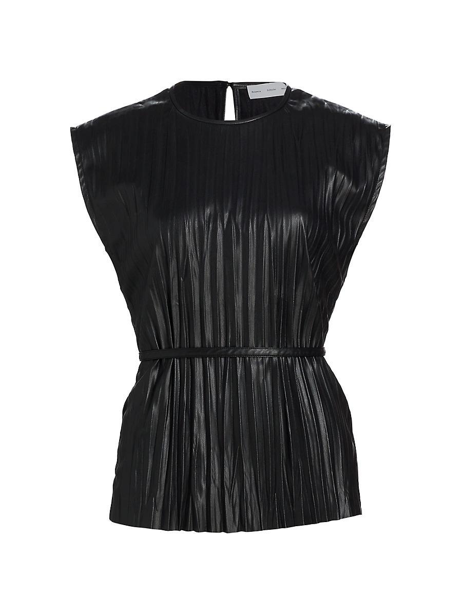 Womens Lyra Pleated Faux Leather Top Product Image