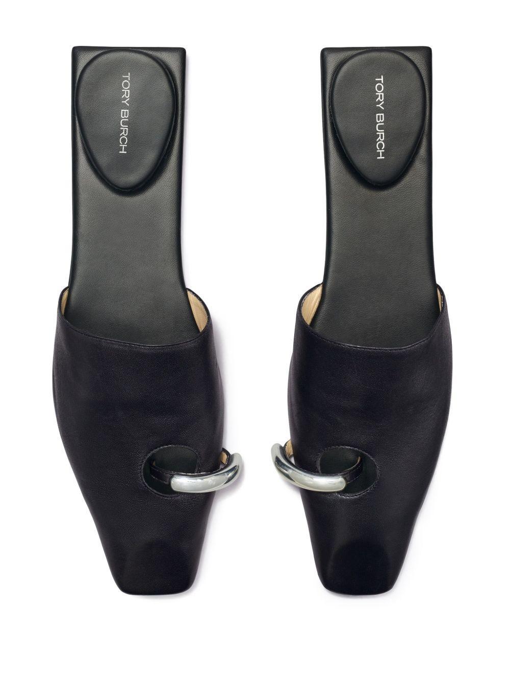 pierced leather slippers Product Image