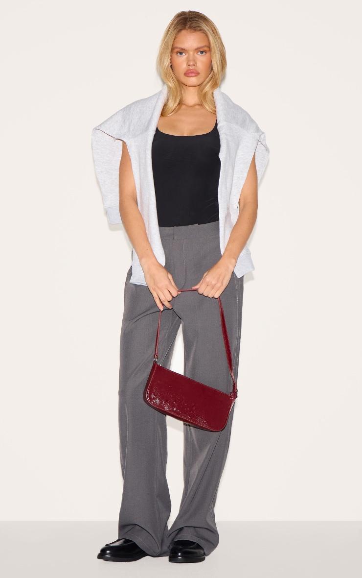 Black Basic Slinky Scoop Neck Bodysuit Product Image