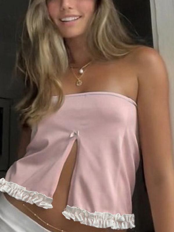 Slit Bow Bandeau Top Product Image