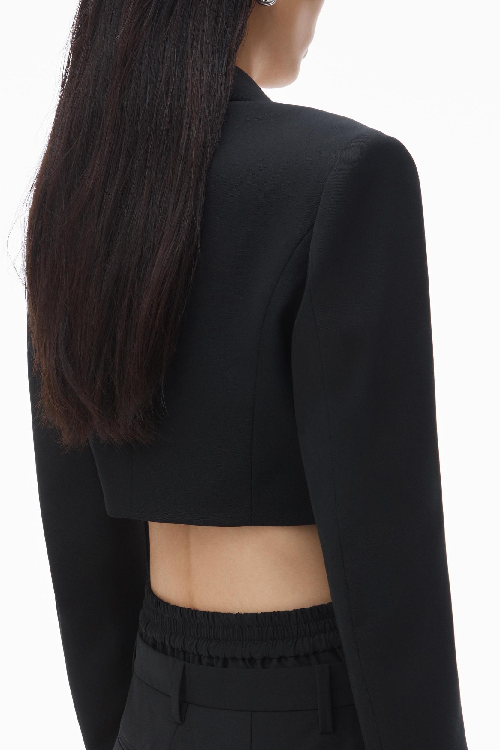 Cropped Tuxedo Blazer In Wool Tailoring Product Image