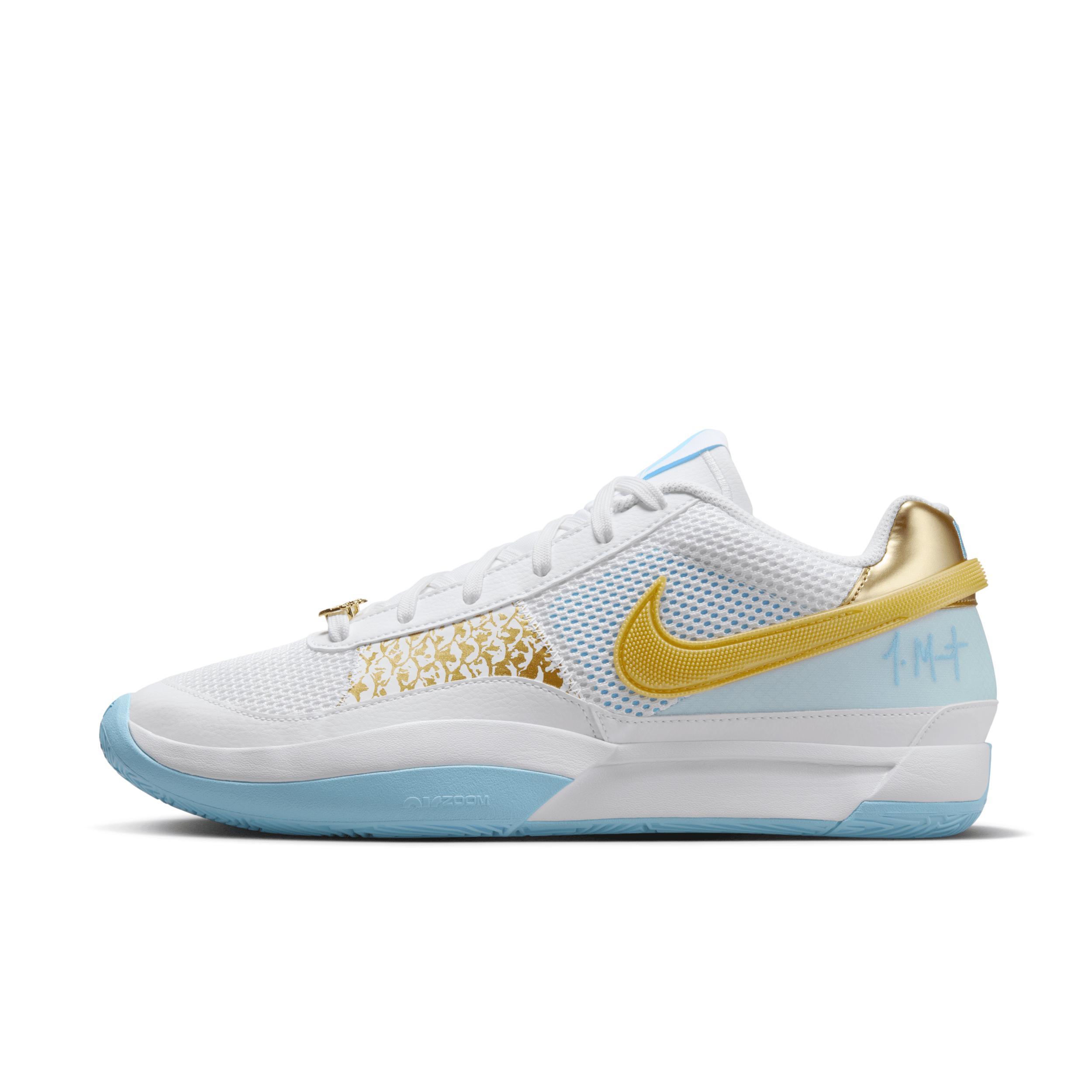 Nike Mens JA 1 CNY - Basketball Shoes White/Metallic Gold/Auarius Blue Product Image