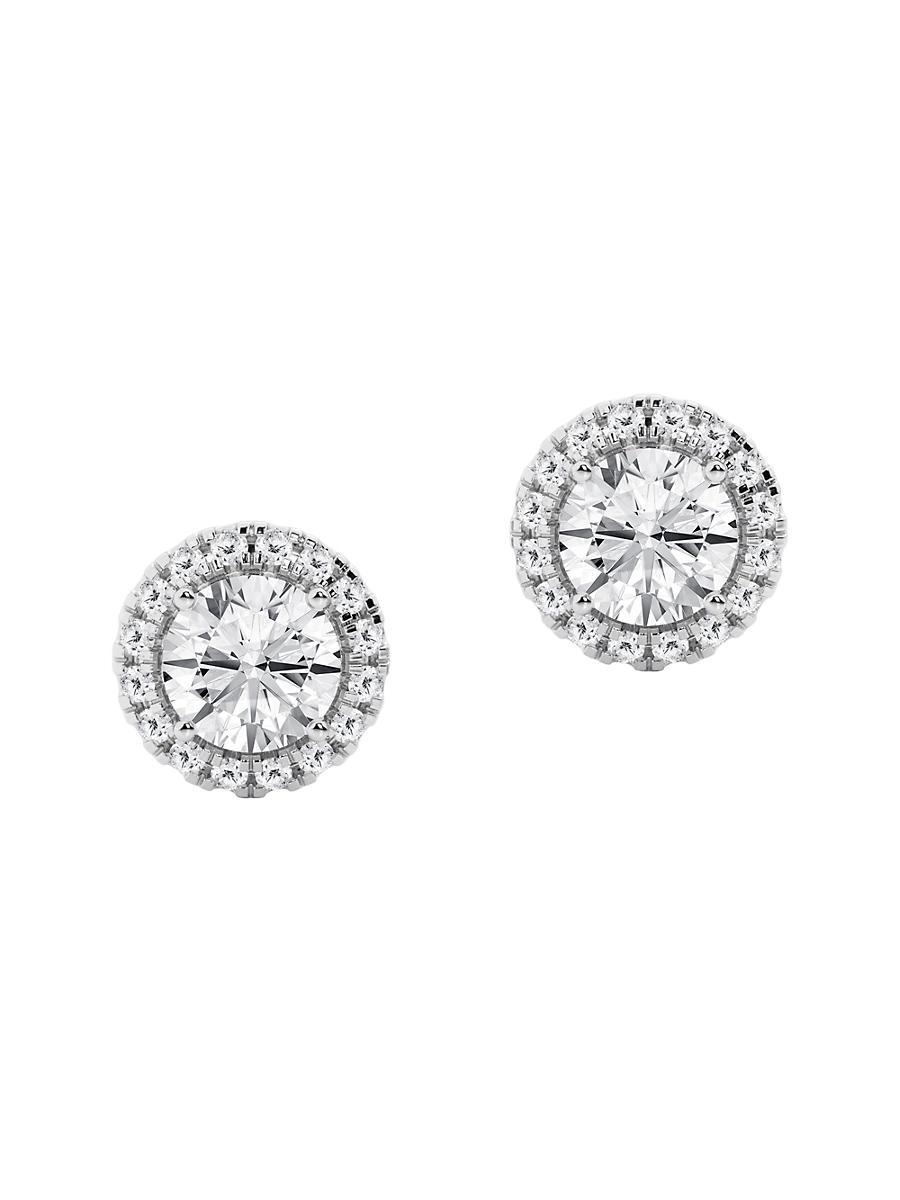 Womens 14K Gold & 0.64-3.51 TCW Lab-Grown Diamond Halo Stud Earrings Product Image